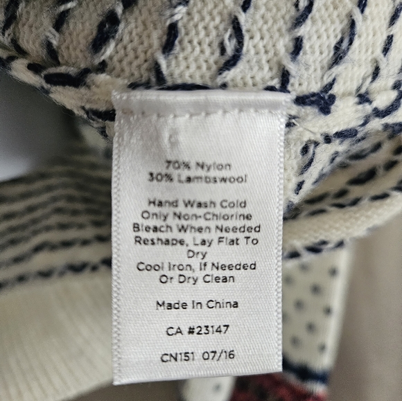 NWOT Talbots white & pink Lambswool blend Fair Isle cardigan sweater Women Large - Picture 3 of 7